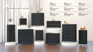Moderna pelle nera splendente comò 6 cassetti di stoccaggio torre camera da letto mobili - Product Image 6