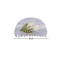 Pince à cheveux moyenne en acétate irisé avec strass 3D en forme de tulipe, pince requin à ressort doux, accessoires capillaires quotidiens pour le bureau, pour femmes
