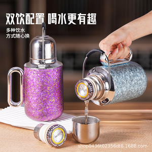 Pure Titanium <b>Thermos</b> Flask With Temperature Display 500Ml Travel Outdoor Use Stainless Steel Tumbler With <b>Tea</b> Strainer Lid - Product Image 5