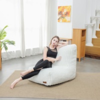 Bolsa de frijoles de piel sintética con rayas traseras altas, nuevo producto divertido, silla, espuma viscoelástica, diseño moderno, bolsas de frijoles