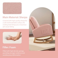 Fauteuil à bascule moderne à dossier haut, rembourré, confortable, avec pieds en bois d'hévéa, pour chambre à coucher ou chambre d'enfant