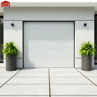 Porte de garage sectionnelle coulissante latérale moderne en aluminium blanc isolé, porte intelligente pour passage en angle, idéale pour l'élégance des villas de luxe