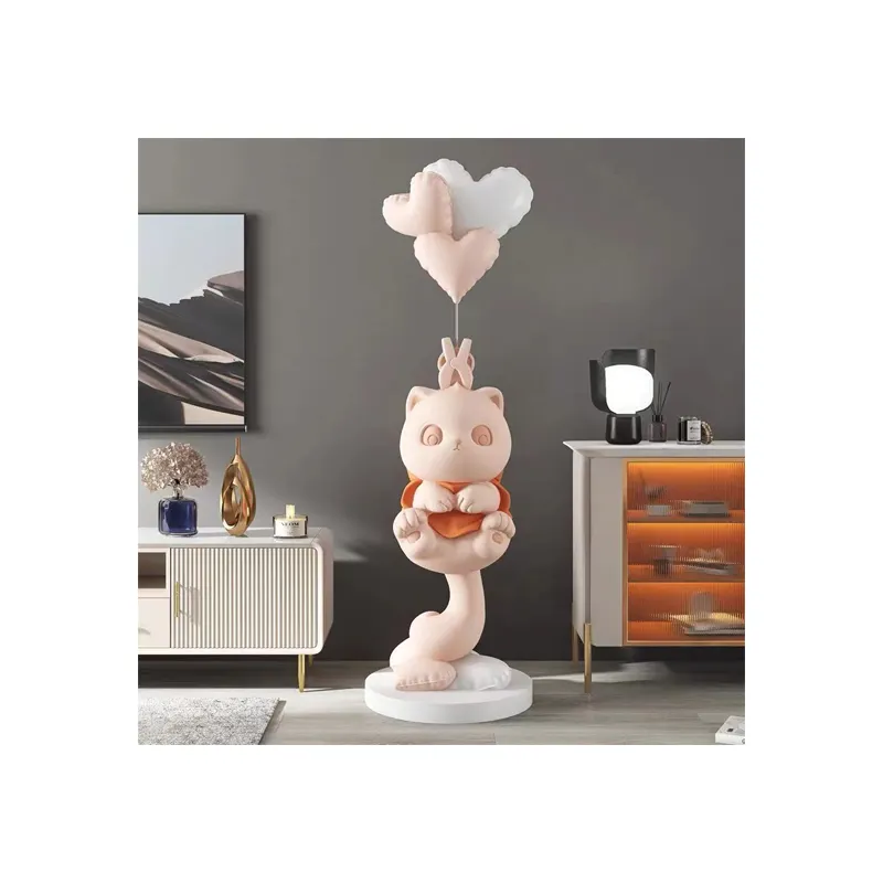 Oso de Fibra de Vidrio colorido con estatua de globo, diseño Popular, precio más barato, disponible