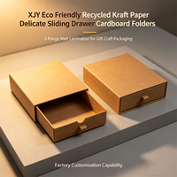 Carpeta de Cartón con Cajón Deslizante, Papel Kraft Reciclado Ecológico XJY, Laminado Mate con Esponja, para Regalos y Manualidades