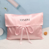 Pochette en satin avec nœud en ruban, logo personnalisé, sac de rangement en soie pour bijoux, vêtements, sous-vêtements, emballage cadeau