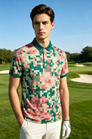 Chemise de golf pour homme avec motifs personnalisés de qualité supérieure, extensible dans 4 directions, légère, respirante, anti-humidité, protection UV, manches courtes