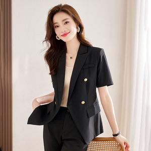 Completo <span class=keywords><strong>Estivo</strong></span> a Maniche Corte <span class=keywords><strong>Doppiopetto</strong></span> per Donne, Abbigliamento Professionale per Reception, Hotel, Gioiellerie, Elegante e Raffinato - Product Image 5