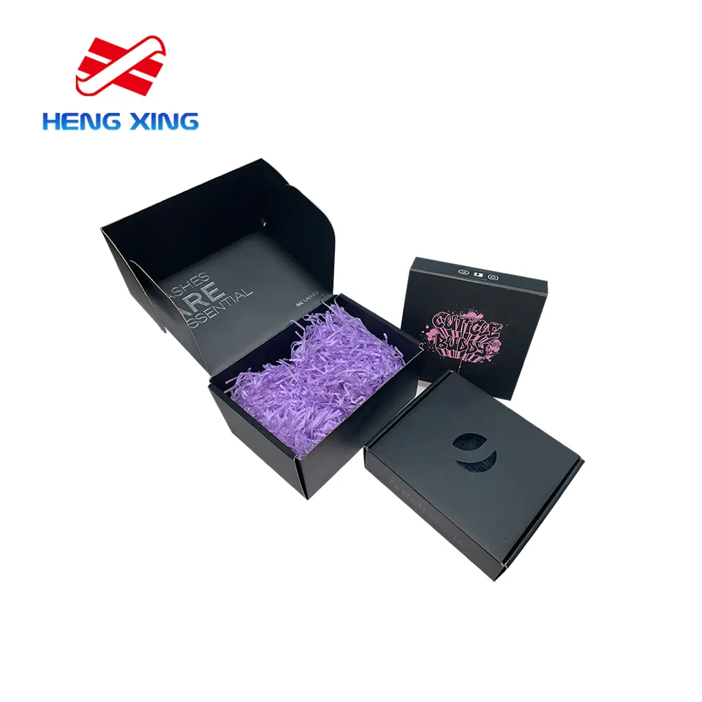 HENGXING Free Sample Custom Logo Black Small Plant Mailers Printing For Boxes Hat Flower Candle Shipping Box