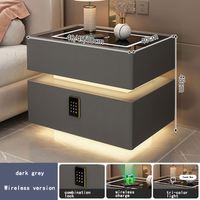 Table de chevet intelligente de luxe dans la chambre à coucher, en bois, noir et blanc avec lumières LED et haut-parleur à empreinte digitale