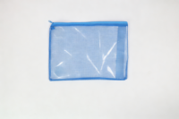 Sac à fermeture éclair en PVC transparent bleu, pochette en maille transparente imperméable pour fournitures scolaires, documents, articles de toilette, cosmétiques, maquillage