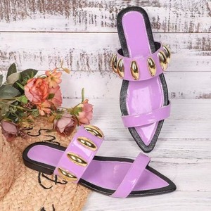 New Design Women One-Strap <b>Flat</b> Slippers <b>Pointed</b> <b>Toe</b> Plus Size European American Fashion Slides - Product Image 3