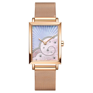Reloj de cuarzo de acero inoxidable para mujer, elegante y Rectangular, personalizable, con carcasa de perlas, de marca grande, 316 - Product Image 6