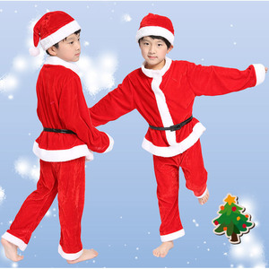 Children's Christmas Costume <b>Santa</b> Claus Set Red With White Trim For Boys And Girls Performance Outfit Cotton Material - Product Image 4