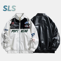 Veste de moto brodée taille personnalisée vêtements col montant vestes de course imperméables pour hommes manteaux bombardier veste en cuir pour hommes