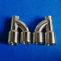 Punta de escape de coche de acero inoxidable grueso con salida doble estilo H de 3,5 pulgadas con borde inclinado biselado para modificación