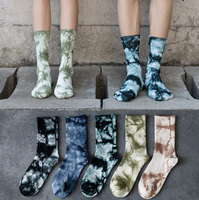 Men's Hand Tie Dye Crew Socks, Vintage Streetwear Cotton Socks, Custom Gradient Socks OEM Wholesale