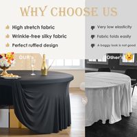 Nappes rondes modernes en polyester lavables de luxe, blanches et noires, 120/132 pouces, pour mariage, fête, banquet, événements, usage domestique