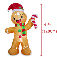 Ballon à air chaud gonflable de Noël de 2,1 m, modèle de Père Noël, lumière de scène rotative, décorations en polyester personnalisables