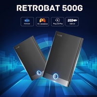 SHE090 500G HDD RETROBAT Disque dur externe portable filaire pour jeux vidéo rétro (>50000 jeux) Carte de jeu PSP/PS2 PC Windows