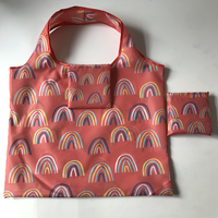 Sac de courses pliable personnalisé en polyester 190T, écologique, recyclable et réutilisable, avec poche carrée et poignée longue