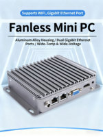 PC Industriel Fanless Intégré, Vente en Gros Usine, Celeron J1900 Quad Core, DDR3L, SATA, 2 Ports LAN, Double Affichage, 4 Ports USB, Compatible Win10 et Linux