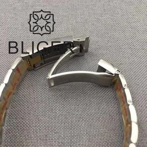 BLIGER 40mm GMT <span class=keywords><strong>Montre</strong></span> pour Hommes NH34 DG3804 Mouvement Deux Tons Or Jubilé Acier <span class=keywords><strong>Bracelet</strong></span> Boîtier Verre Saphir Cadran Noir Lumineux - Product Image 5