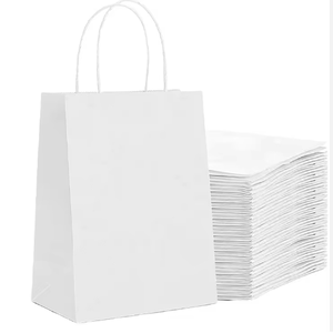 Sac en papier kraft avec poignée, recyclable, respectueux de l'environnement, couleurs pastel macaron, esthétique boutique pour petites entreprises, idéal pour les cadeaux et le shopping - Product Image 3