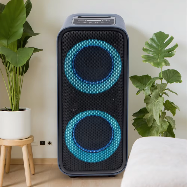 AAWM Latest Dual 6.5 Inch Bass Wireless Speaker with LED Lighting Rechargeable RMS Power 80W Output for Stage & Home Party Use