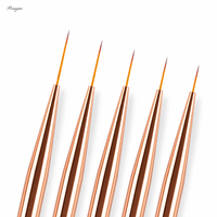 Nouvelle Arrivée 2026 Pinceau à ongles double tête avec manche en métal doré, poils synthétiques Kolinsky, liner ovale, vente en gros, logo personnalisé