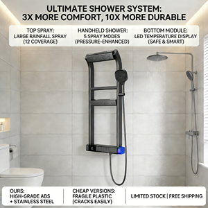 Ensemble de robinets de bain et de douche encastrés dans le mur Robinets mitigeurs en laiton chaud et froid 4 fonctions LED Système de douche à effet pluie pour spa - Product Image 6