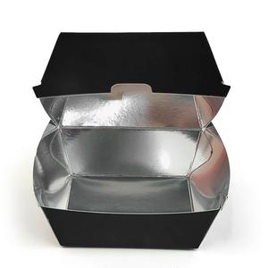 Tùy chỉnh dùng một lần lấy đi Đen hamburgerr hộp các tông nhiệt cách điện nhôm lá Burger bao bì hộp - Product Image 2