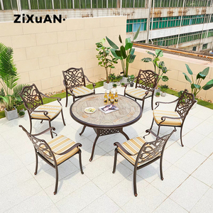 Outdoor Courtyard Villa <strong>Garden</strong> Open-air Balcony <strong>Tiles</strong> Cast Aluminum <strong>Tables</strong> and Chairs Waterproof Sun protection Furniture - Product Image 5