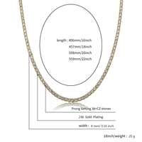 NL3001 4mm Largeur Hiphop Cubic Zircon Tennis Chaîne Femmes Hommes Laiton Diamant Tennis Collier Chaîne