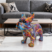Figurine de chien pop art créative pour la maison, le bureau, le salon, artisanat pop art, bouledogue français coloré en résine, décoration d'intérieur