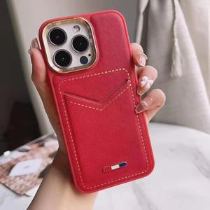 Étui de téléphone portable en cuir de luxe avec fente pour crédit d'identification, couverture arrière du fournisseur d'origine pour iPhone 12 13 14 15 Pro Max Accessoires - Product Image 3