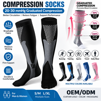 Chaussettes de compression 20-30 mmHg, hauteur genou, soutien gradué, pour la course, l'entraînement, les sports, hommes et femmes