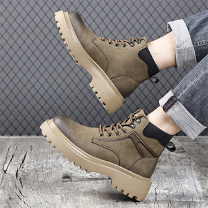 Botas de PU Impermeáveis Antiderrapantes com Sola Grossa e Design de Aumento de Altura, com Cadarço, para Homens, Uso Casual Outono/Inverno - Lançamento Quente - Product Image 5