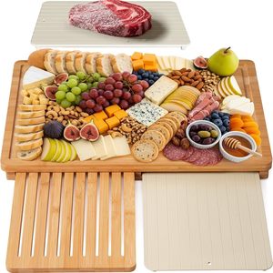 Planche à fromage en bois massif avec plateaux extensibles pour servir et couper, usage en cuisine - Product Image 1