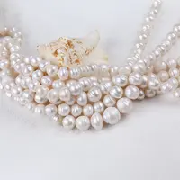 Grosir 12-13Mm B Kelas Putih Alami Beras Bentuk Mutiara Manik-manik untuk Kalung Perhiasan