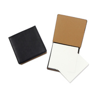 Boîte porte-blocs-notes carrée en cuir PU, support de blocs-notes adhésifs personnalisé avec logo, boîte promotionnelle pour papier mémo de bureau