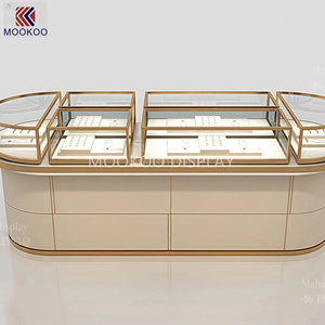 Đường cong mạ Vàng đồ trang sức sang trọng hiển thị đảo với kính đa vùng trưng bày - Product Image 1