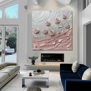 Peinture à l'huile sur toile, art mural, roses roses à vendre, fleurs roses, art texturé, peinture artisanale, décoration murale pour la maison - Product Image 1