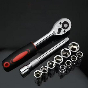 Jeu de clés à cliquet professionnel chromé métrique 1/4 po - 12 pièces en acier poli haute brillance 72 dents - Product Image 5