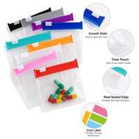 Pochettes à pilules transparentes réutilisables portables, sacs de rangement pour médicaments de voyage avec étiquette inscriptible
