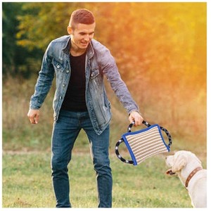 Coussin de mastication en lin durable et écologique pour chien, avec <span class=keywords><strong>3</strong></span> poignées, multicolore, grand jouet à mâcher pour l'entraînement à la traction du chien - Product Image 2