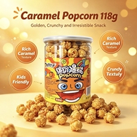 Seau de 118 grammes de pop-corn prêts à consommer saveur caramel, dessert idéal pour le marché de gros, compatible avec l'OEM et l'étiquette privée
