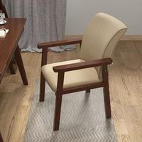 Chaise de salle à manger italienne écologique minimaliste moderne haut de gamme avec pieds en bois, dossier en tissu et accoudoirs en bois, mobilier pour la maison