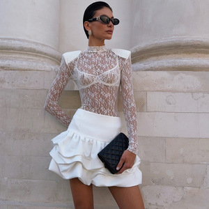 Vandi Sheer Lace Bodysuit Full Sleeve Stretch Women's Base Layer Top Autumn Winter - Product Image 3