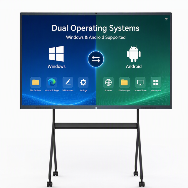All in One Interactive Flat Panel 4K Touch Screen Whiteboard with Android and Windows OPS Digital Smart Board for Education
