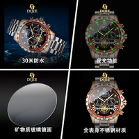 Montre de luxe de style professionnel à quartz en acier inoxydable 10 mm, subtilement opulente, polyvalente, haut de gamme, multifonctionnelle, étanche, avec aiguilles lumineuses
